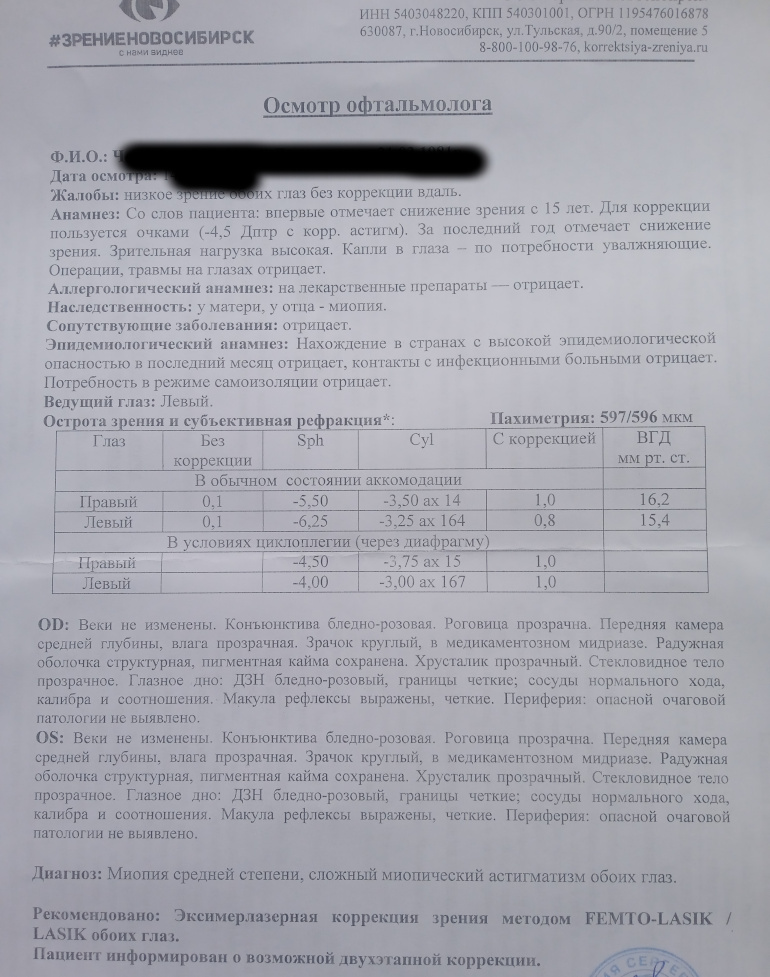 Двухэтапная лазерная коррекция зрения при астигматизме